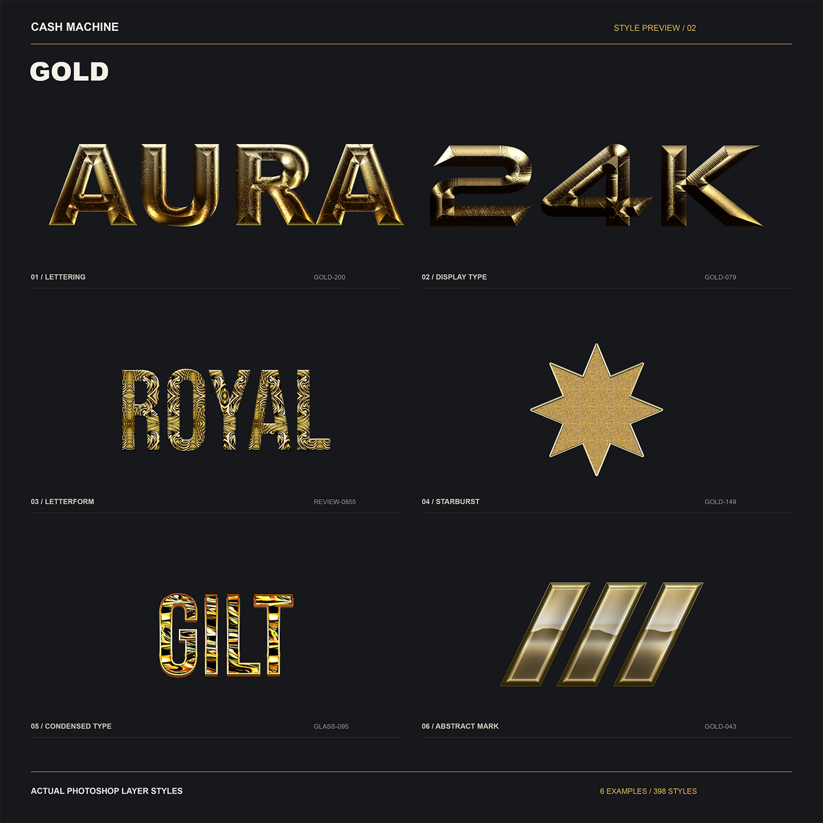 Goldの実際のASLを文字とマークに適用した追加作例6点