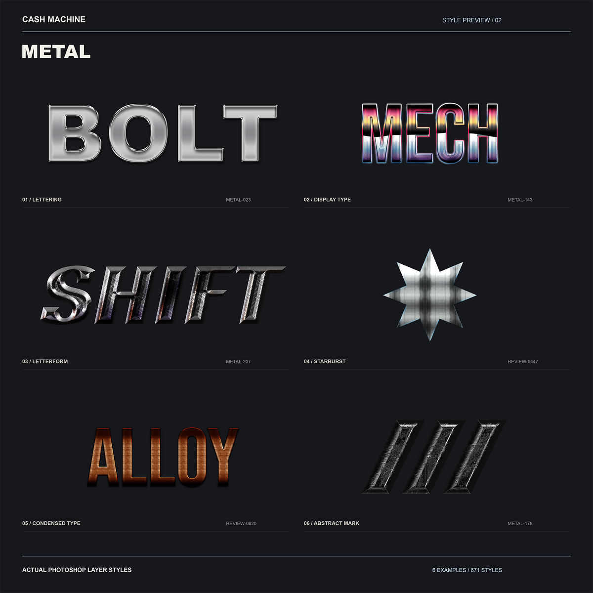 Metalの実際のASLを文字とマークに適用した追加作例6点