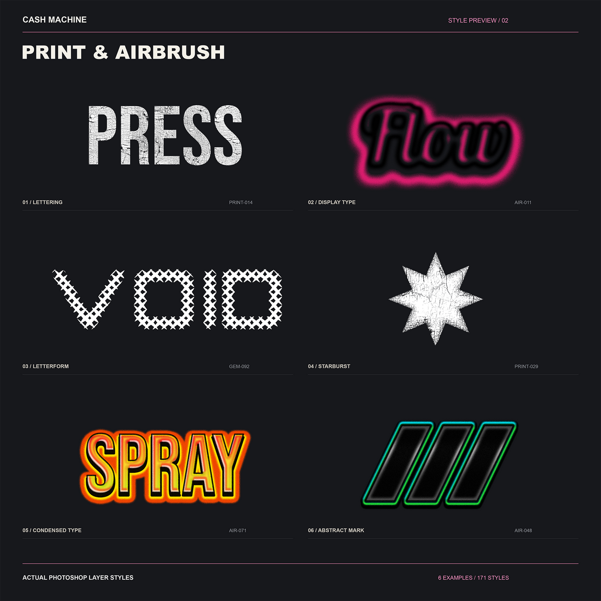 Print & Airbrushの実際のASLを文字とマークに適用した追加作例6点